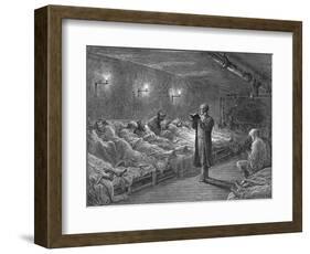 Scripture Reading in a Night Refuge-Gustave Doré-Framed Giclee Print