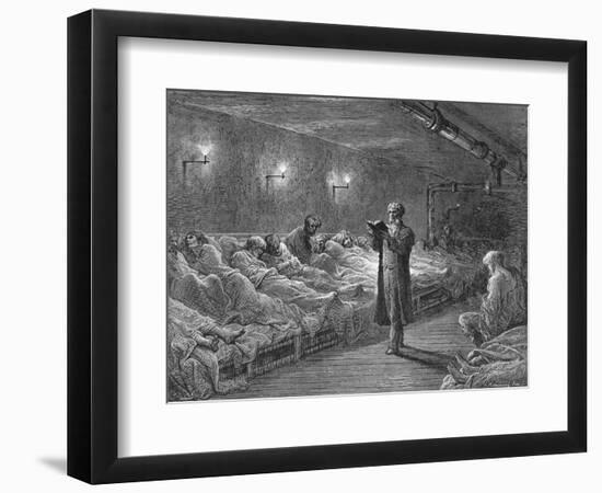 Scripture Reading in a Night Refuge-Gustave Doré-Framed Giclee Print