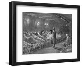 Scripture Reading in a Night Refuge-Gustave Doré-Framed Giclee Print