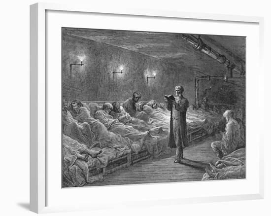 Scripture Reading in a Night Refuge-Gustave Doré-Framed Giclee Print