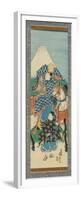 Scroll (Kakemono) Depicting a Figure on Horseback with Mt. Fuji in the Background, before 1880-null-Framed Premium Giclee Print