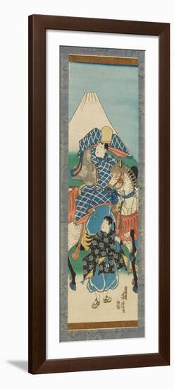 Scroll (Kakemono) Depicting a Figure on Horseback with Mt. Fuji in the Background, before 1880-null-Framed Giclee Print