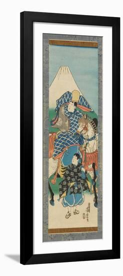 Scroll (Kakemono) Depicting a Figure on Horseback with Mt. Fuji in the Background, before 1880-null-Framed Giclee Print