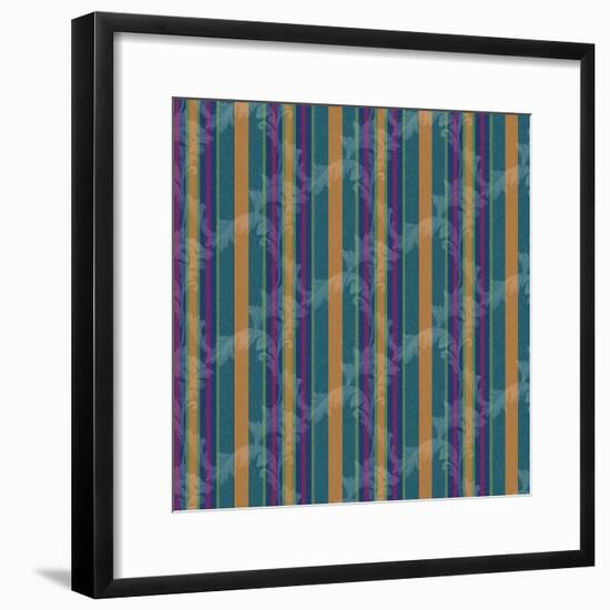 Scroll Stripe Teal-Bill Jackson-Framed Giclee Print