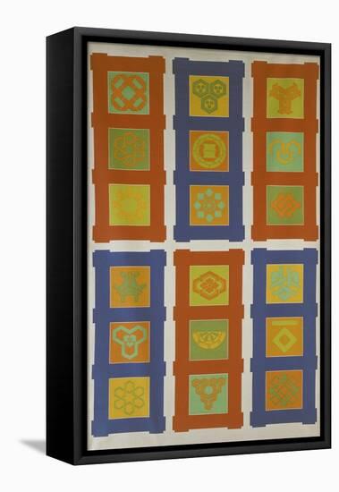 Scroll with Series of Kamon-null-Framed Stretched Canvas