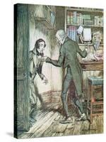 Scrooge and Bob Cratchit, from Dickens' 'A Christmas Carol'-Arthur Rackham-Stretched Canvas