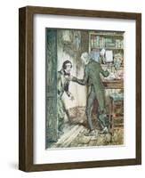 Scrooge and Bob Cratchit, from Dickens' 'A Christmas Carol'-Arthur Rackham-Framed Giclee Print