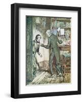 Scrooge and Bob Cratchit, from Dickens' 'A Christmas Carol'-Arthur Rackham-Framed Giclee Print