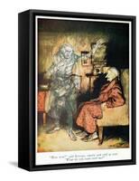 Scrooge and The Ghost of Marley, from Dickens' 'A Christmas Carol'-Arthur Rackham-Framed Stretched Canvas