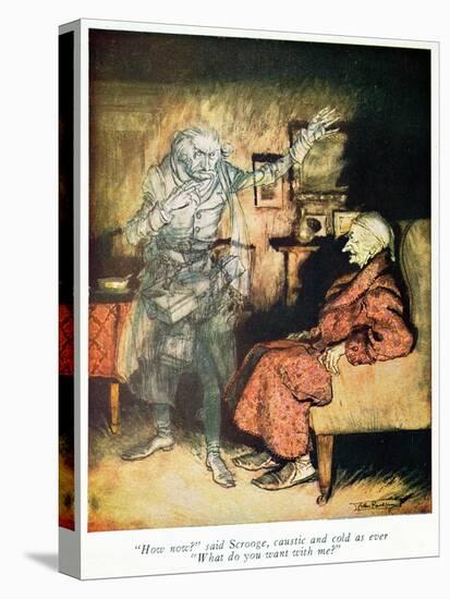 Scrooge and The Ghost of Marley, from Dickens' 'A Christmas Carol'-Arthur Rackham-Stretched Canvas