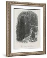 Scrooge is Shown His Tomb Stone by the Last Spirit-John Leech-Framed Art Print