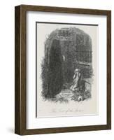 Scrooge is Shown His Tomb Stone by the Last Spirit-John Leech-Framed Art Print