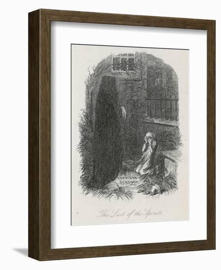 Scrooge is Shown His Tomb Stone by the Last Spirit-John Leech-Framed Art Print