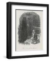 Scrooge is Shown His Tomb Stone by the Last Spirit-John Leech-Framed Art Print