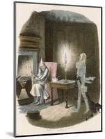 Scrooge Receives a Visit from the Ghost of Jacob Marley His Former Business Partner-John Leech-Mounted Photographic Print