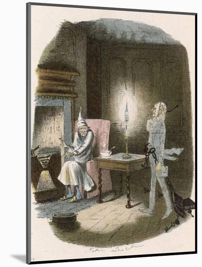 Scrooge Receives a Visit from the Ghost of Jacob Marley His Former Business Partner-John Leech-Mounted Photographic Print