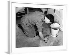 Scrubbing Kitchen Floor-null-Framed Photographic Print