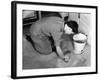 Scrubbing Kitchen Floor-null-Framed Photographic Print