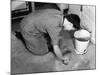 Scrubbing Kitchen Floor-null-Mounted Photographic Print