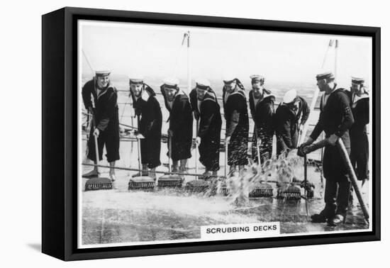 Scrubbing the Deck on Board HMS 'Nelson, 1937-null-Framed Stretched Canvas