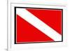 Scuba Diver Down Flag-null-Framed Art Print