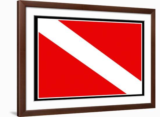 Scuba Diver Down Flag-null-Framed Art Print