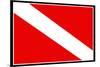 Scuba Diver Down Flag-null-Mounted Art Print