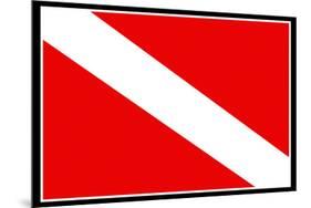 Scuba Diver Down Flag-null-Mounted Art Print