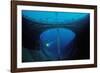 Scuba Diver Exploring a Shipwreck, Papua New Guinea, Coral Sea.-Reinhard Dirscherl-Framed Photographic Print