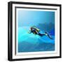 Scuba Diver Girl-Conceptcafe-Framed Art Print