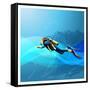 Scuba Diver Girl-Conceptcafe-Framed Stretched Canvas