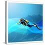 Scuba Diver Girl-Conceptcafe-Stretched Canvas
