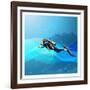 Scuba Diver Girl-Conceptcafe-Framed Art Print