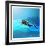 Scuba Diver Girl-Conceptcafe-Framed Art Print