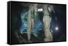 Scuba Diver in Gran Cenote, Tulum, Yucatan Peninsula, Mexico. Model Release-Reinhard Dirscherl-Framed Stretched Canvas