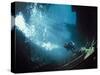 Scuba Diver Near Wreck-Peter Scoones-Stretched Canvas