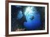 Scuba Diver Swimming through an Arch-Bernard Radvaner-Framed Photographic Print