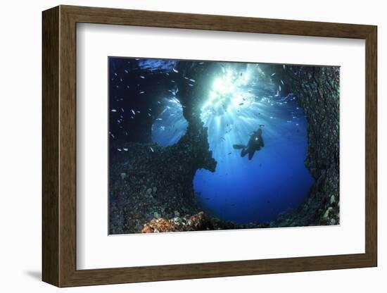 Scuba Diver Swimming through an Arch-Bernard Radvaner-Framed Photographic Print