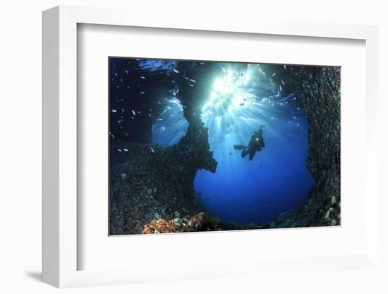 Scuba Diver Swimming through an Arch-Bernard Radvaner-Framed Photographic Print