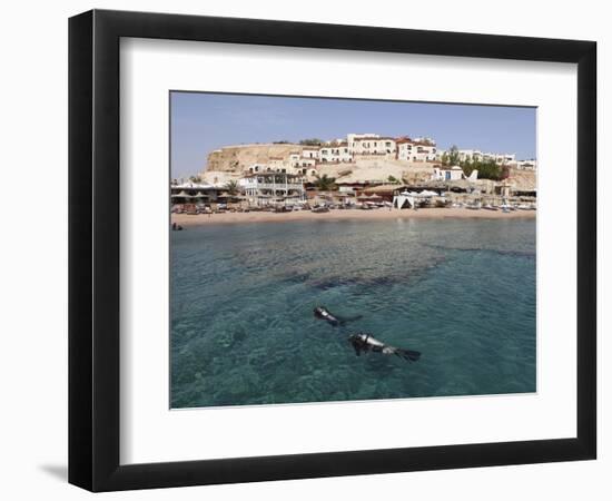 Scuba Divers Enjoy the Clear Red Sea Waters at Sharks Bay, Sharm El-Sheikh, Sinai South, Egypt-Stuart Forster-Framed Photographic Print