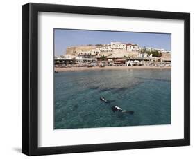 Scuba Divers Enjoy the Clear Red Sea Waters at Sharks Bay, Sharm El-Sheikh, Sinai South, Egypt-Stuart Forster-Framed Photographic Print