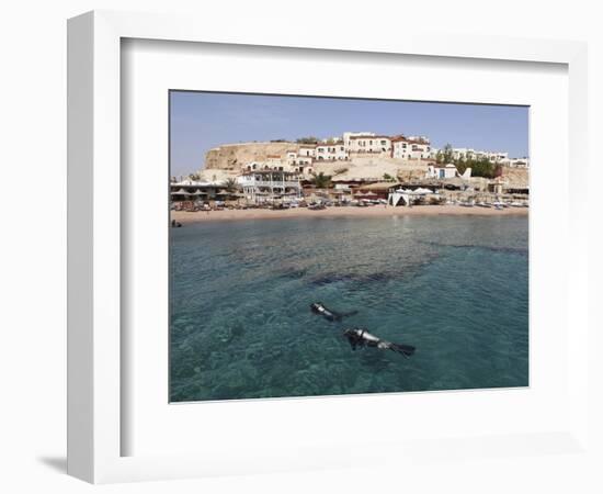 Scuba Divers Enjoy the Clear Red Sea Waters at Sharks Bay, Sharm El-Sheikh, Sinai South, Egypt-Stuart Forster-Framed Photographic Print