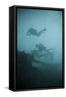 Scuba Divers Wreck Diving, Southern Thailand, Andaman Sea, Indian Ocean, Southeast Asia, Asia-Andrew Stewart-Framed Stretched Canvas