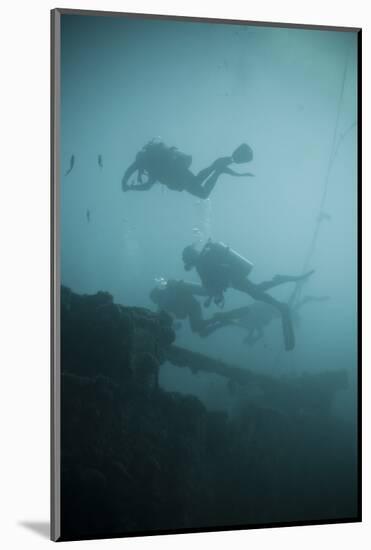 Scuba Divers Wreck Diving, Southern Thailand, Andaman Sea, Indian Ocean, Southeast Asia, Asia-Andrew Stewart-Mounted Photographic Print