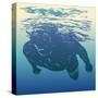 Scuba Diving. Hand Drawn Design Element. Vector Illustration.-jumpingsack-Stretched Canvas