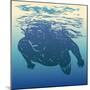 Scuba Diving. Hand Drawn Design Element. Vector Illustration.-jumpingsack-Mounted Art Print