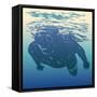 Scuba Diving. Hand Drawn Design Element. Vector Illustration.-jumpingsack-Framed Stretched Canvas