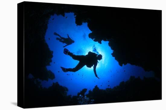 Scuba Diving in Cave-Rich Carey-Stretched Canvas
