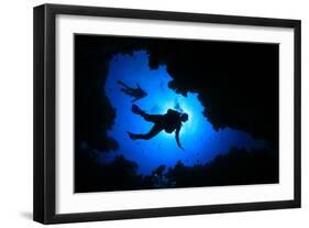 Scuba Diving in Cave-Rich Carey-Framed Photographic Print