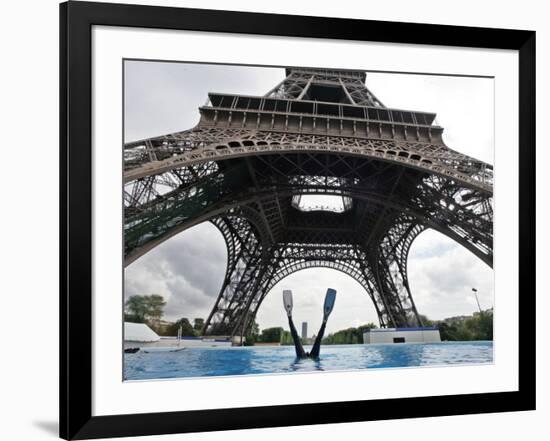 Scuba Diving under the Eiffel Tower, Paris, France-Michael Sawyer-Framed Photographic Print
